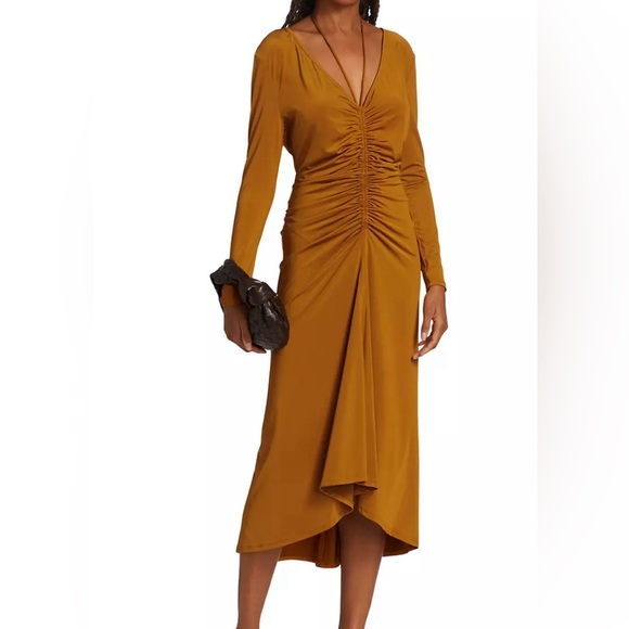 Veronica Beard Dresses & Skirts - Veronica Beard Gilbert Ruched Midi Dress In Antique White Gold